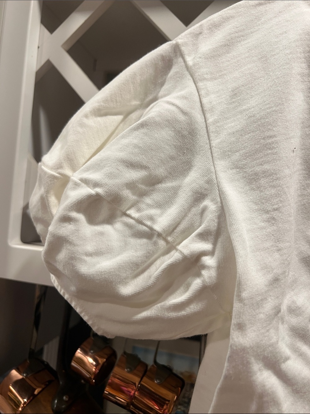 ZARA White Puff Sleeve Cropped Cotton Tee. Large. NWOT - Picture 3 of 3